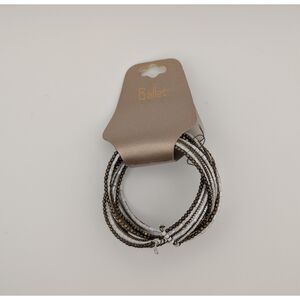 Ballet Beaded Bracelet Set – White & Bronze Multi-Strand Coil Wrap Bracelets